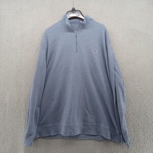 Vineyard Vines Sweater Mens XL Blue Heather Pima Cotton 1/4 Zip Pullover Whale‎